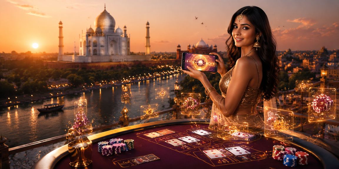 Slot machine reels spinning showing vibrant Indian themed symbols