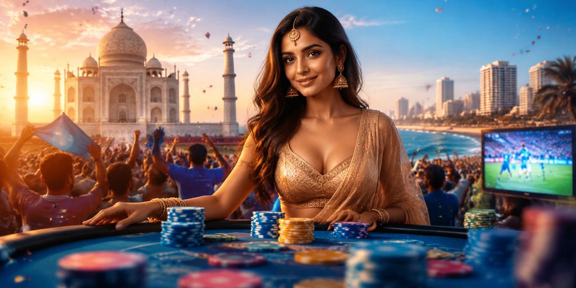 Live casino dealer hosting a game session featured in promotions for Indian users